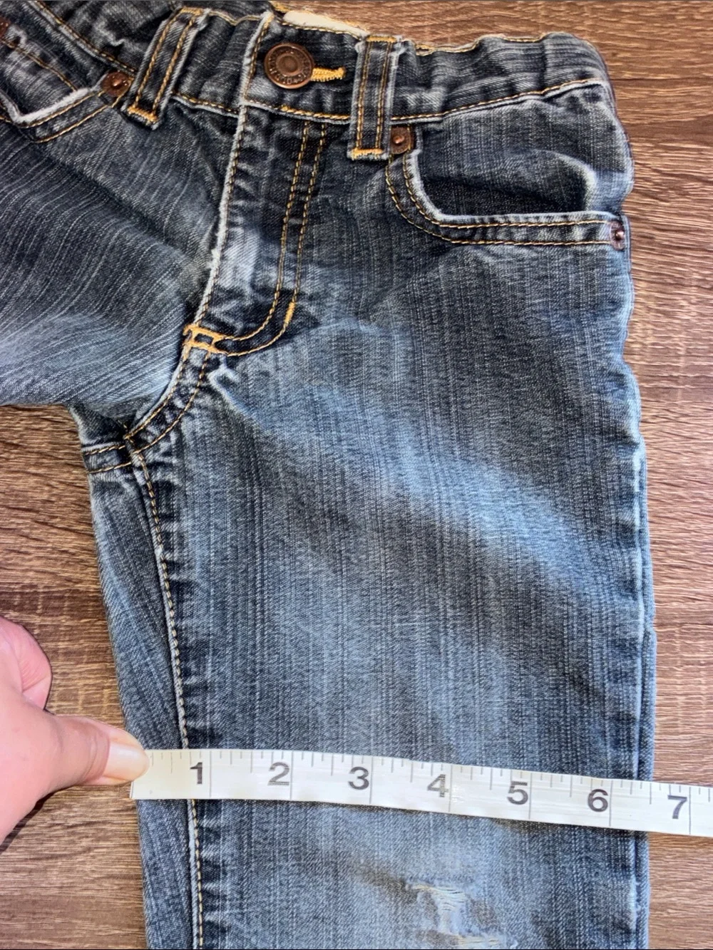 Pre Owned Old Navy Kids Dark Wash Distressed Jeans 3T